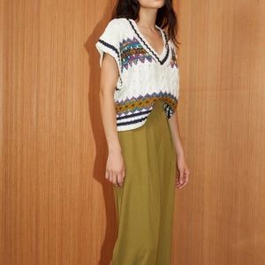 Christmas Pattern Cable Cropped Sweater Vest